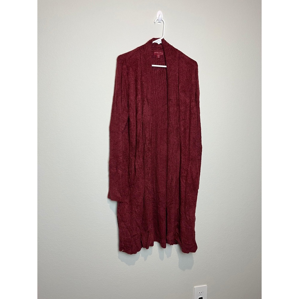 Barefoot Dreams Cozychic Lite Cardigan Sweater Womens Petites 1X Red Open Front
